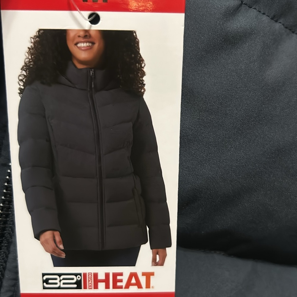 32 Degrees Women’s Puffer Jacket Hooded Blue Size M NWT - Picture 2 of 4